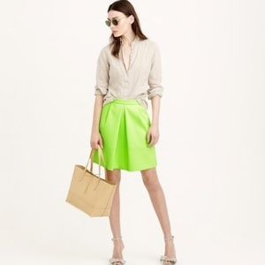 J.CREW •  Neon Pleated Front Mini Skirt